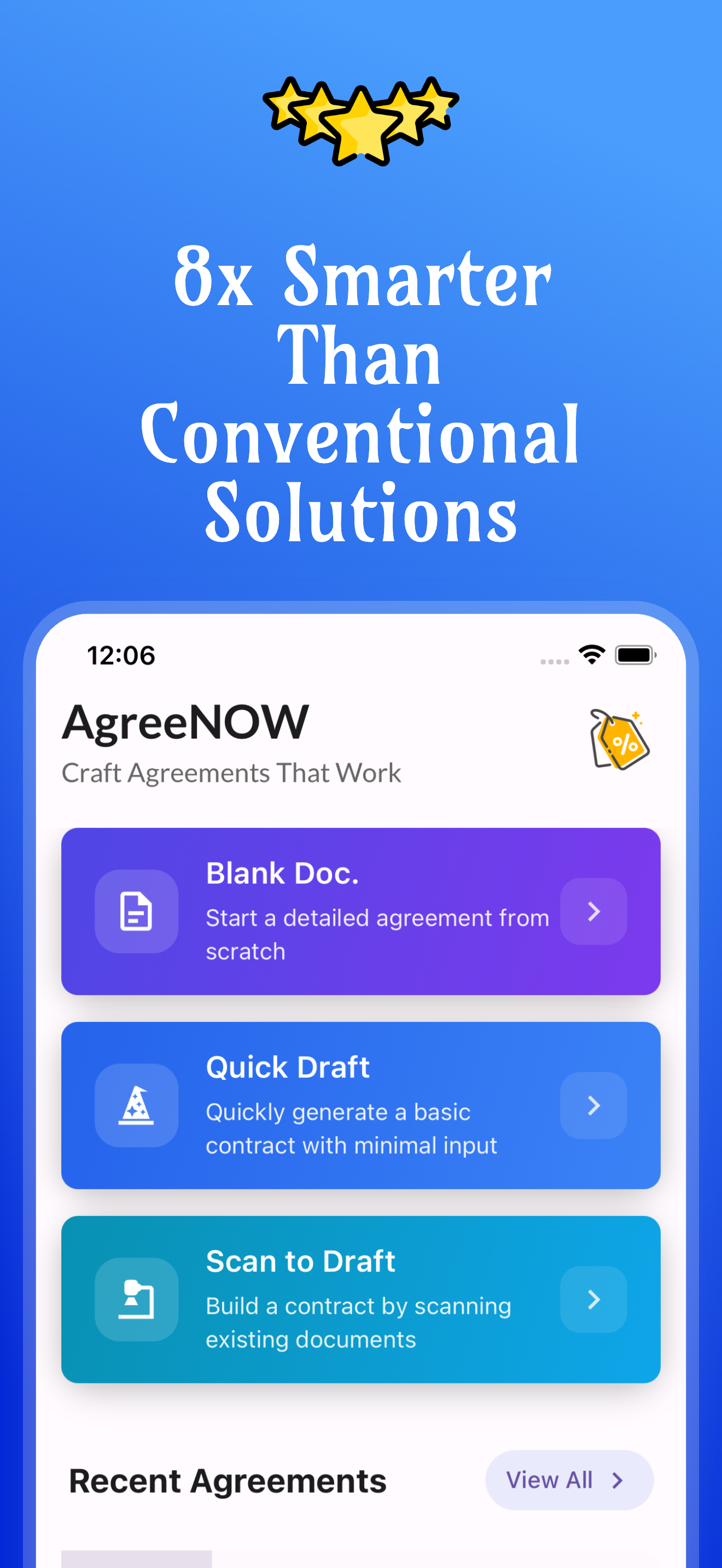 Agreelium app screenshot 2 showing contract generation interface