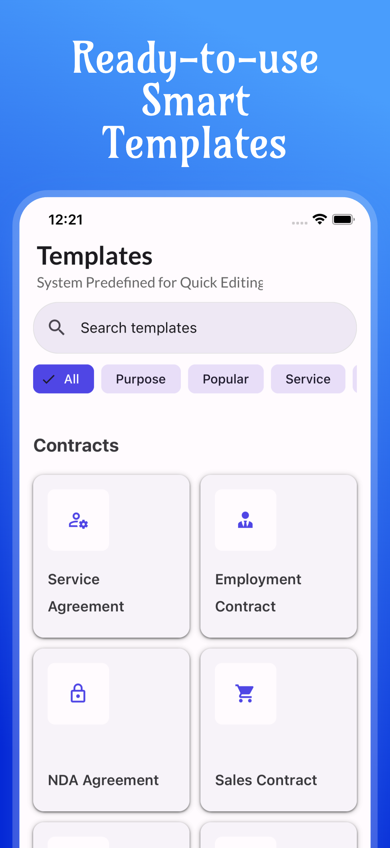 Agreelium app screenshot 6 showing contract generation interface